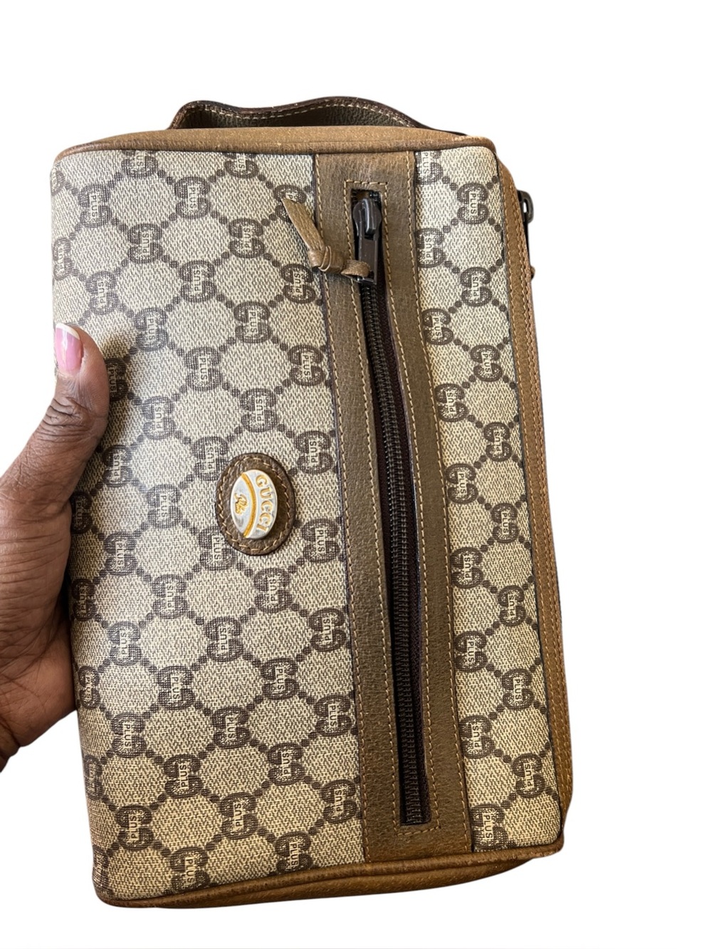 Gucci Beige Brown Monogram Belt Bag